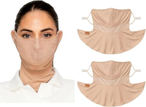 Cooling Face Mask Bundle 2 Pack UVA UVB 99.9% Block Made in KOREA UV Protection Sports Golf Driving Gardening in Saudi Arabia