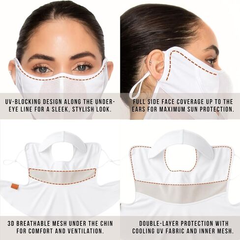 Cooling Face Mask Bundle 2 Pack UVA UVB 99.9% Block Made in KOREA UV Protection Sports Golf Driving Gardening in Saudi Arabia