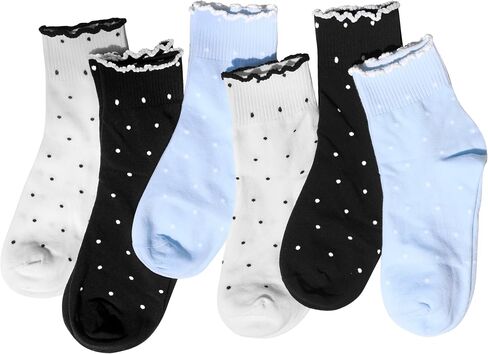 ihuan 6 Pairs Womens Ruffle Cute Ankle Socks with Polka Dot, Crew Cotton Frilly Casual Socks for Women Teen Girls Breathable in Kuwait