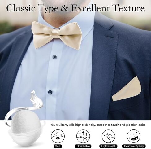 MANSPHIL Champagne 100% Silk Pocket Squares Sets, Mens Handkerchief and Pocket Squares for Wedding Prom Event in Saudi Arabia