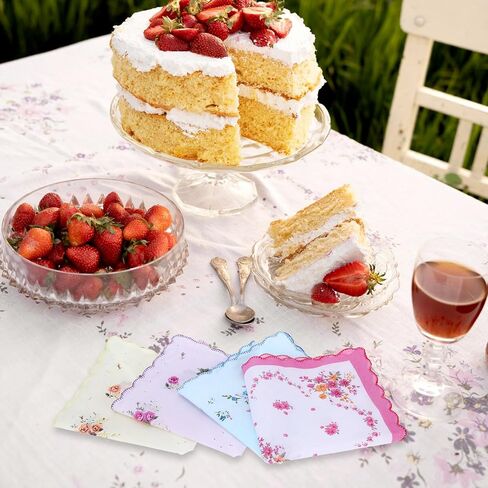 20 PCS Handkerchiefs for Women,Floral Soft Cotton Embroidered Handkerchief for Tea Party Decorations,Wedding & Bridal Shower Favors in Saudi Arabia