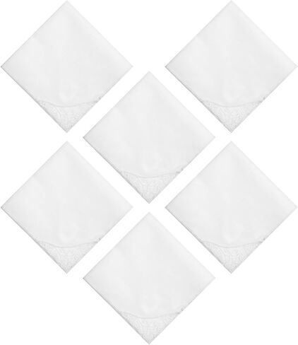 6 PCS Lace Handkerchief, 11 * 11 Inch Square White Handkerchiefs for Women with Elegant Embroidery for Afternoon Tea Party in Kuwait