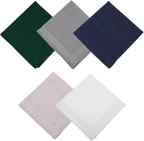 5 Pcs Handkerchiefs for Men Soft Cotton, Cotton Suit Handkerchiefa with Stiching Assorted Solid Color Pocket Squares for Men 5 Colors 15.74✕15.74 Inch in Kuwait