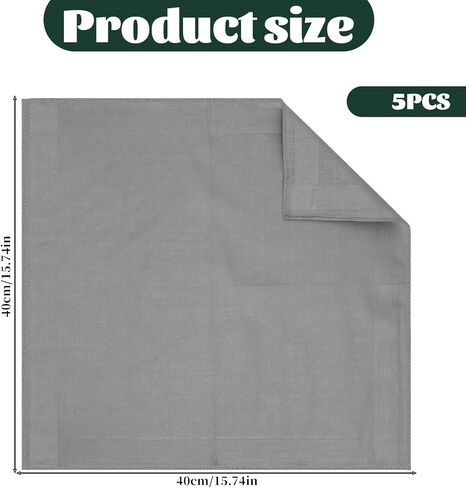 5 Pcs Handkerchiefs for Men Soft Cotton, Cotton Suit Handkerchiefa with Stiching Assorted Solid Color Pocket Squares for Men 5 Colors 15.74✕15.74 Inch in Kuwait
