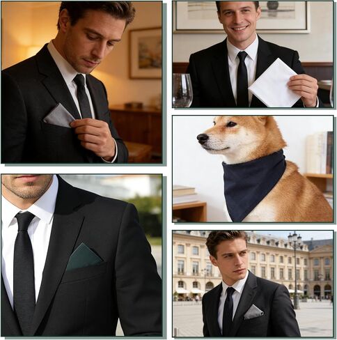 5 Pcs Handkerchiefs for Men Soft Cotton, Cotton Suit Handkerchiefa with Stiching Assorted Solid Color Pocket Squares for Men 5 Colors 15.74✕15.74 Inch in Kuwait