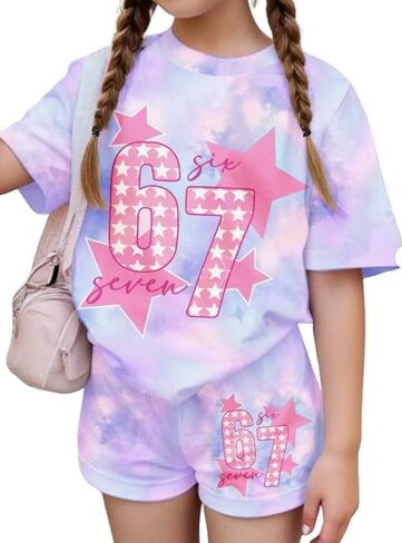 Girls Clothes Summer 2 Piece Outfits Cute Strawberry Lemon Shell Graphic Tee+ Striped Shorts Set Kids Clothing Sets in Saudi Arabia