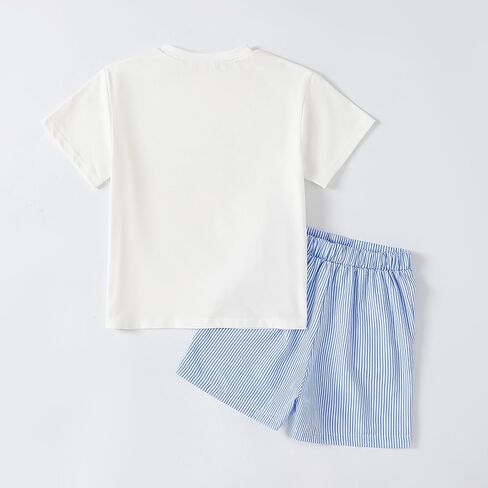 Girls Clothes Summer 2 Piece Outfits Cute Strawberry Lemon Shell Graphic Tee+ Striped Shorts Set Kids Clothing Sets in Saudi Arabia