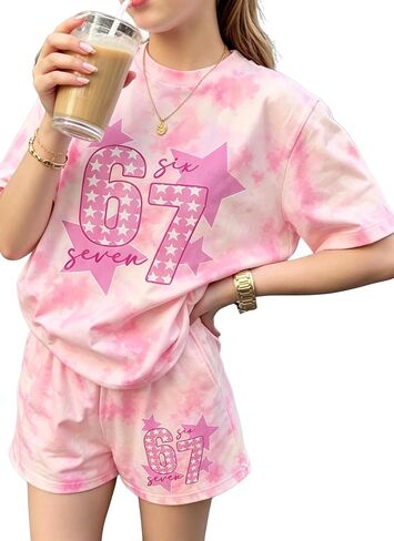 Girls Clothes Summer 2 Piece Outfits Cute Strawberry Lemon Shell Graphic Tee+ Striped Shorts Set Kids Clothing Sets in Saudi Arabia