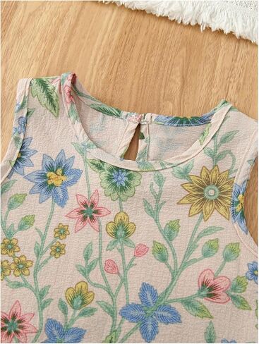 WDIRARA Girl's 2 Piece Summer Outfits Floral Tank Top Shorts Set Vacation Outfits in Kuwait