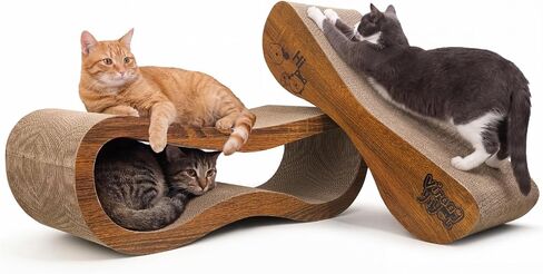 Cat Scratcher Scratching Post with 2 Cat Ball Toy Track Scratchers for Indoor Cats Scratching Board Cardboard L Shaped Scratch Pad for Cats as Beds & Furniture in Saudi Arabia