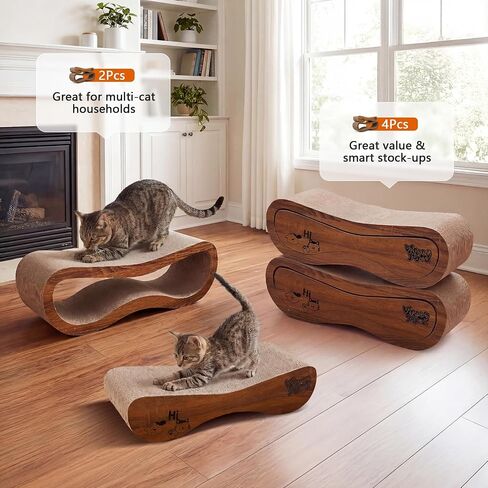 Cat Scratcher Scratching Post with 2 Cat Ball Toy Track Scratchers for Indoor Cats Scratching Board Cardboard L Shaped Scratch Pad for Cats as Beds & Furniture in Saudi Arabia