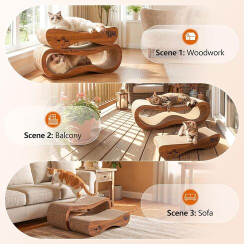 Cat Scratcher Scratching Post with 2 Cat Ball Toy Track Scratchers for Indoor Cats Scratching Board Cardboard L Shaped Scratch Pad for Cats as Beds & Furniture in Saudi Arabia