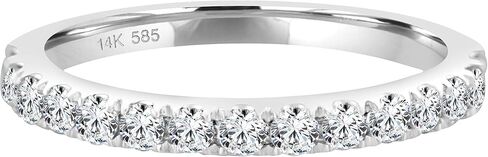 Natural 14k White Gold Diamond Ring for Women Wedding Anniversary Stackable Thin Band 1/4 cttw (Color H-I, Clarity I1-I2). Natural Real Mined Diamonds. in Saudi Arabia