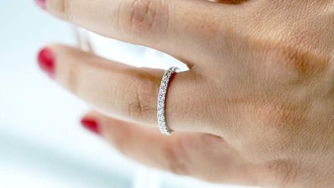 Natural 14k White Gold Diamond Ring for Women Wedding Anniversary Stackable Thin Band 1/4 cttw (Color H-I, Clarity I1-I2). Natural Real Mined Diamonds. in Saudi Arabia