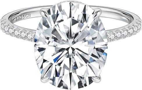 Gem's Beauty 1-8 carat Moissanite Ring for Women - Oval Moissanite Engagement Ring 925 Sterling Silver With 18k Gold Plated Promise Rings D Color VVS1 Clarity Moissanite Wedding Rings for Women in Saudi Arabia