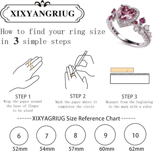 925 Sterling Silver Ring for Women,Pink Heart Cut Cubic Zirconia Promise Engagement Love Halo Rings Dainty Silver Leaf Jewelry Gift for Women Wedding Anniversary Graduation Size:6-10 in Kuwait
