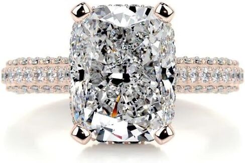 2CT-4CT Cushion Cut Hidden Halo Pave Engagement Ring Solitaire Handmade Wedding Ring for Women Anniversary Promise Gifts for Her Moissanite in Kuwait