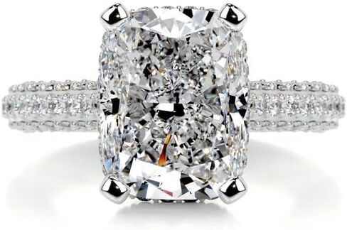 2CT-4CT Cushion Cut Hidden Halo Pave Engagement Ring Solitaire Handmade Wedding Ring for Women Anniversary Promise Gifts for Her Moissanite in Kuwait