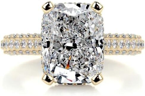 2CT-4CT Cushion Cut Hidden Halo Pave Engagement Ring Solitaire Handmade Wedding Ring for Women Anniversary Promise Gifts for Her Moissanite in Kuwait