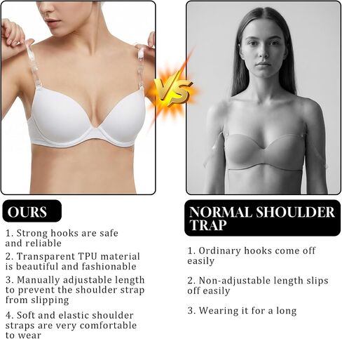 8 Pairs Clear Bra Straps, Invisible Adjustable Bra Strap Non-Slip Transparent Comfortable Shoulder Strap for Women Strapless Bras Ballet Dance to Make Racerback in Kuwait