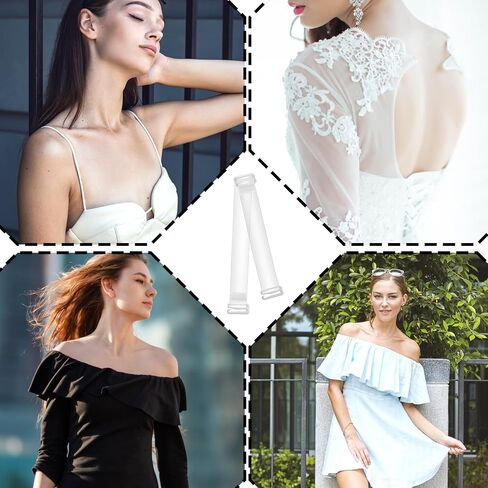 8 Pairs Clear Bra Straps, Invisible Adjustable Bra Strap Non-Slip Transparent Comfortable Shoulder Strap for Women Strapless Bras Ballet Dance to Make Racerback in Kuwait
