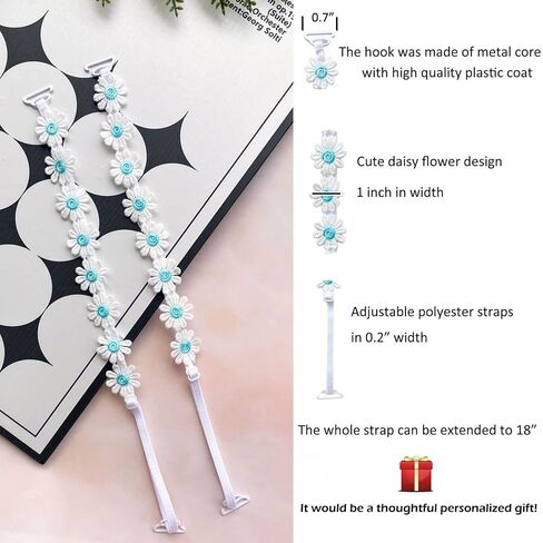 Moly Story Decorative Daisy Flower Bra Straps,Floral Dress Straps for Strapless Bra/Off the Shoulder Dress 5 Pairs/Pack Pink Gold Red Blue Orange in Saudi Arabia