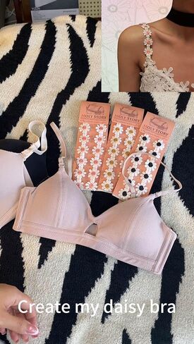 Moly Story Decorative Daisy Flower Bra Straps,Floral Dress Straps for Strapless Bra/Off the Shoulder Dress 5 Pairs/Pack Pink Gold Red Blue Orange in Saudi Arabia
