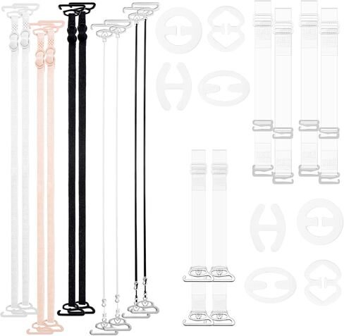 Clear Bra Straps for Women, Invisible Bra Straps Non-slip Bra Strap Holders & Replacement Straps – 8 Clips + 16 Detachable Straps for Slipping & Strapless Bras in Kuwait