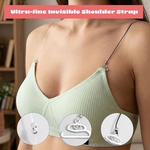 Clear Bra Straps for Women, Invisible Bra Straps Non-slip Bra Strap Holders & Replacement Straps – 8 Clips + 16 Detachable Straps for Slipping & Strapless Bras in Kuwait
