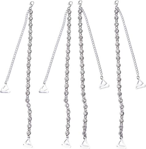 2 pairs Bra Straps Decorative, Dress Straps for Strapless Dress, Rhinestone Bra Straps, Lingerie Straps, Set of Four Crystal Shoulder Straps for Summer Wear in Kuwait
