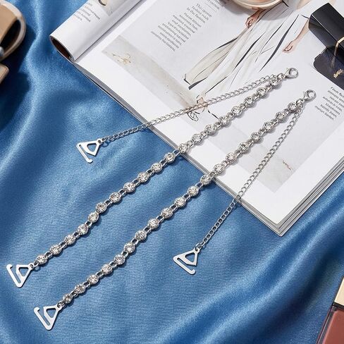 2 pairs Bra Straps Decorative, Dress Straps for Strapless Dress, Rhinestone Bra Straps, Lingerie Straps, Set of Four Crystal Shoulder Straps for Summer Wear in Kuwait