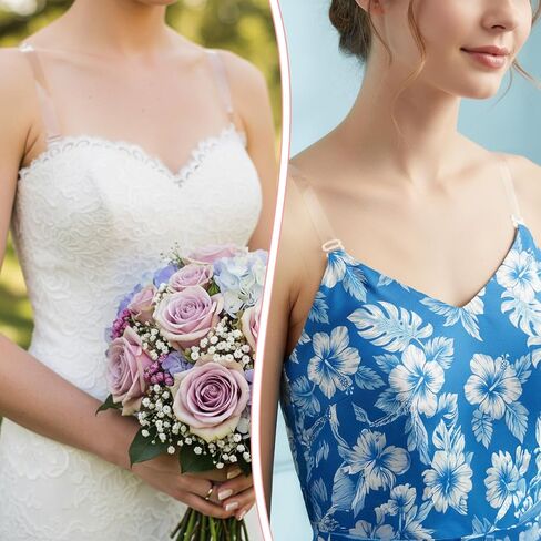 5 Pairs Invisible Clear Bra Straps, Adjustable Transparent Shoulder Straps Non-Slip Bra Strap with Metal Hooks in Kuwait
