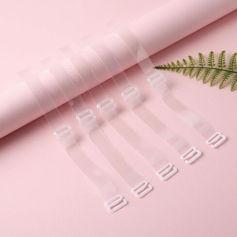 5 Pairs Invisible Clear Bra Straps, Adjustable Transparent Shoulder Straps Non-Slip Bra Strap with Metal Hooks in Kuwait