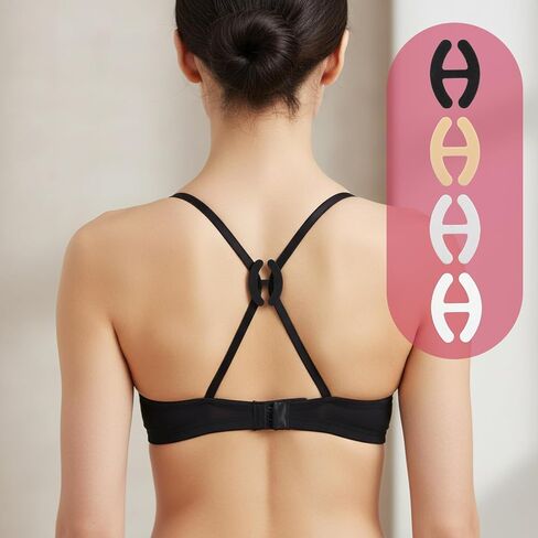 KALIONE Clear Bra Straps 4 Pairs Adjustable Shoulder Straps, 8Pcs H Shape Bra Strap Clips Adjustable Transparent Bras Strap Bras Clips to Make Racerback for Women Girls Strapless Dress in Kuwait