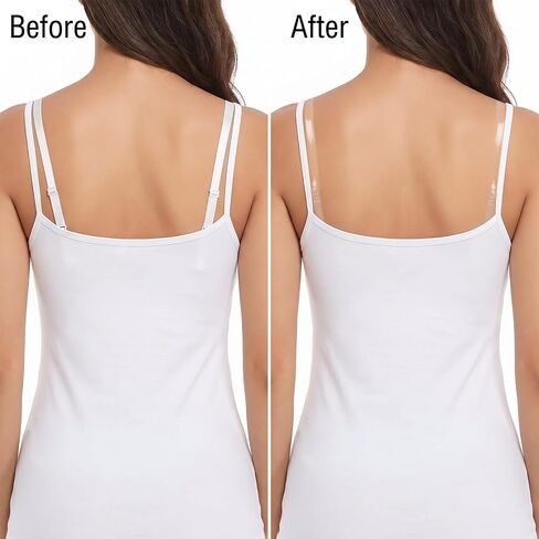 KALIONE Clear Bra Straps 4 Pairs Adjustable Shoulder Straps, 8Pcs H Shape Bra Strap Clips Adjustable Transparent Bras Strap Bras Clips to Make Racerback for Women Girls Strapless Dress in Kuwait