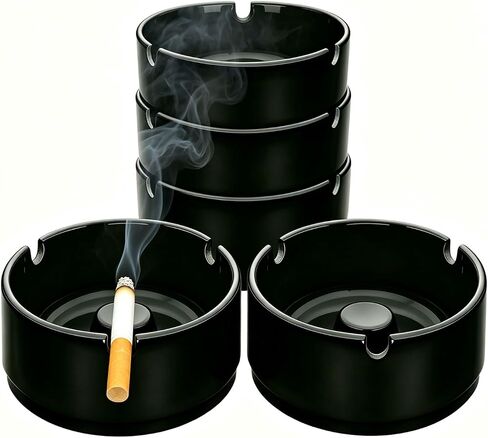 5Pcs Ash Tray Premium Plastic Ashtray with Fast Extinguishing Column 3 Anti Slip Cigarette Slots Stackable Ash Tray Easy Clean Desktop Ashtray for Home Office Patio Bar Durable Smoker Gift in Saudi Arabia