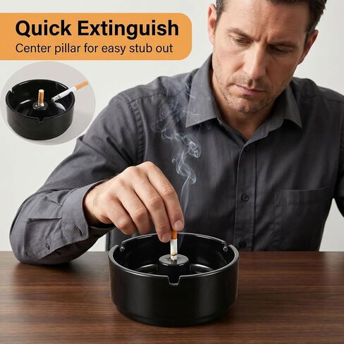 5Pcs Ash Tray Premium Plastic Ashtray with Fast Extinguishing Column 3 Anti Slip Cigarette Slots Stackable Ash Tray Easy Clean Desktop Ashtray for Home Office Patio Bar Durable Smoker Gift in Saudi Arabia