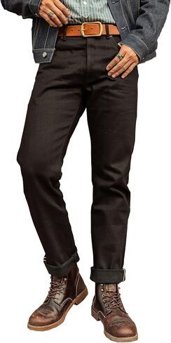 Red Tornado Vintage 14.5oz Black Men's Jeans Slim Fit Straight Leg Raw Selvedge Denim Pants One Wash Jean Preshrink in Saudi Arabia