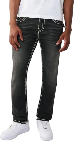 بنطال جينز روكو سوبر تي فلاب 32 بوصة من True Religion للرجال - 98% قطن، 2% ألياف لدنة، تفاصيل جيب بغطاء قلاب in Kuwait