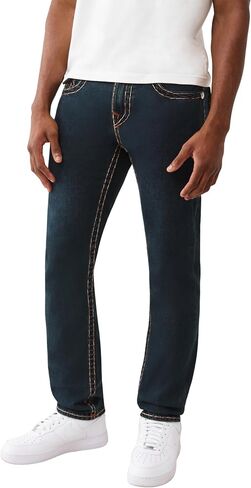 بنطال جينز روكو سوبر تي فلاب 32 بوصة من True Religion للرجال - 98% قطن، 2% ألياف لدنة، تفاصيل جيب بغطاء قلاب in Kuwait