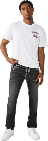 بنطال جينز روكو سوبر تي فلاب 32 بوصة من True Religion للرجال - 98% قطن، 2% ألياف لدنة، تفاصيل جيب بغطاء قلاب in Kuwait
