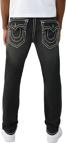 بنطال جينز روكو سوبر تي فلاب 32 بوصة من True Religion للرجال - 98% قطن، 2% ألياف لدنة، تفاصيل جيب بغطاء قلاب in Kuwait