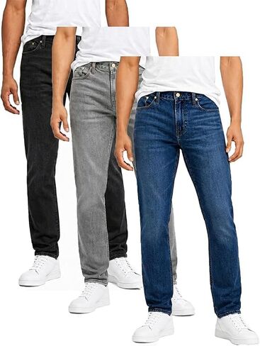 Galaxy by Harvic Mens Jeans 3-Pack Flex Stretch Slim Straight Pants - 5 Pocket Comfort Stretch Jeans for Men, Sizes 30-42 in Kuwait