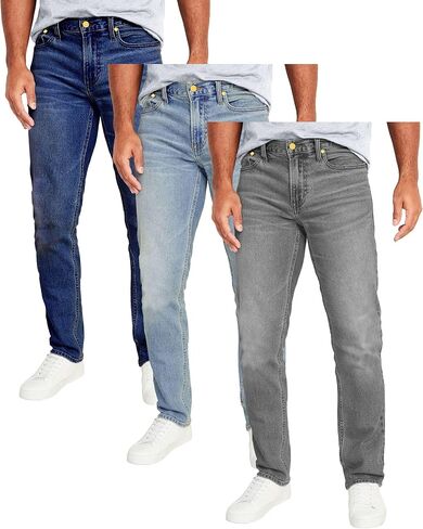 Galaxy by Harvic Mens Jeans 3-Pack Flex Stretch Slim Straight Pants - 5 Pocket Comfort Stretch Jeans for Men, Sizes 30-42 in Kuwait