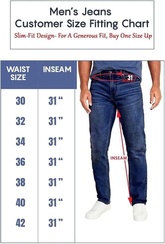Galaxy by Harvic Mens Jeans 3-Pack Flex Stretch Slim Straight Pants - 5 Pocket Comfort Stretch Jeans for Men, Sizes 30-42 in Kuwait