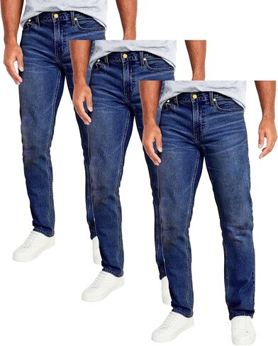 Galaxy by Harvic Mens Jeans 3-Pack Flex Stretch Slim Straight Pants - 5 Pocket Comfort Stretch Jeans for Men, Sizes 30-42 in Kuwait