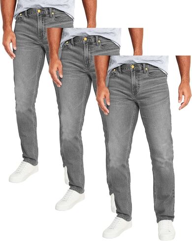 Galaxy by Harvic Mens Jeans 3-Pack Flex Stretch Slim Straight Pants - 5 Pocket Comfort Stretch Jeans for Men, Sizes 30-42 in Kuwait