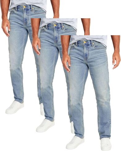 Galaxy by Harvic Mens Jeans 3-Pack Flex Stretch Slim Straight Pants - 5 Pocket Comfort Stretch Jeans for Men, Sizes 30-42 in Kuwait