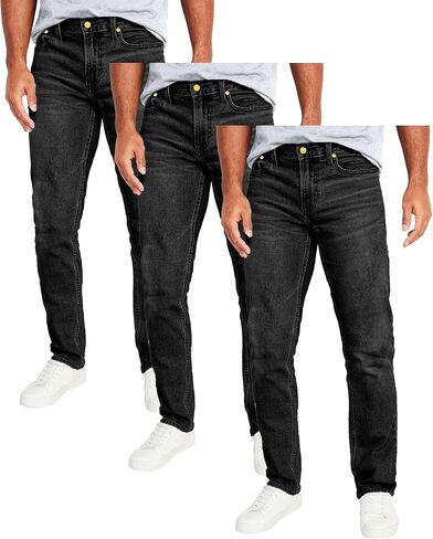 Galaxy by Harvic Mens Jeans 3-Pack Flex Stretch Slim Straight Pants - 5 Pocket Comfort Stretch Jeans for Men, Sizes 30-42 in Kuwait