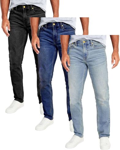 Galaxy by Harvic Mens Jeans 3-Pack Flex Stretch Slim Straight Pants - 5 Pocket Comfort Stretch Jeans for Men, Sizes 30-42 in Kuwait